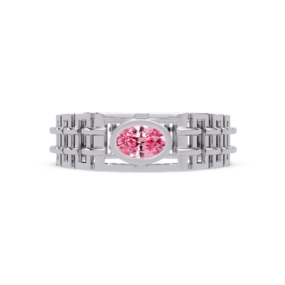 0.4 CTW Oval Woven Geometric Men's Colorstone Ring with Sapphire Blue in White Gold – Lunéa Paris