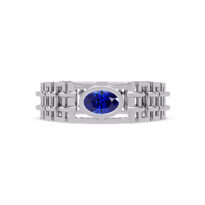 0.4 CTW Oval Woven Geometric Men's Colorstone Ring with Tourmaline Pink in White Gold – Lunéa Paris
