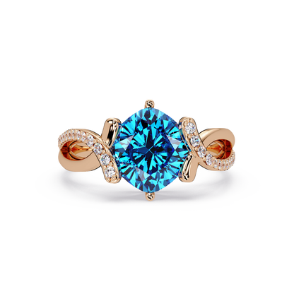 3.9 CTW Cushion Infinity Pavé Colorstone Ring AB Rose Gold
