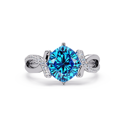 3.9 CTW Cushion Infinity Pavé Colorstone Ring AB White Gold