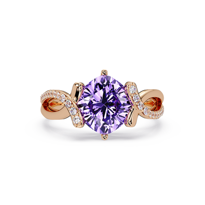 3.9 CTW Cushion Infinity Pavé Colorstone Ring AP Rose Gold