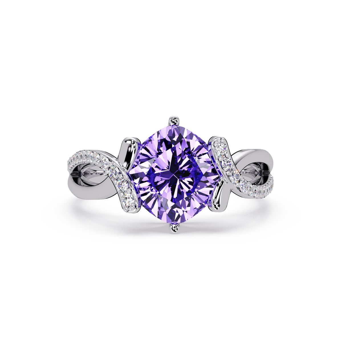 3.9 CTW Cushion Infinity Pavé Colorstone Ring AP White Gold