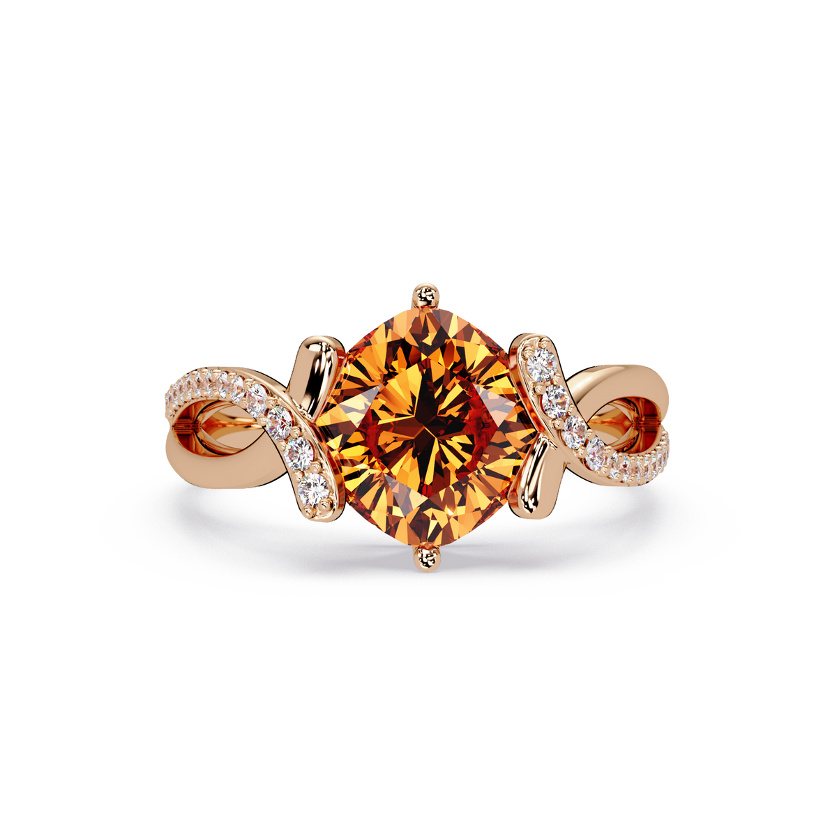 3.9 CTW Cushion Infinity Pavé Colorstone Ring CT Rose Gold