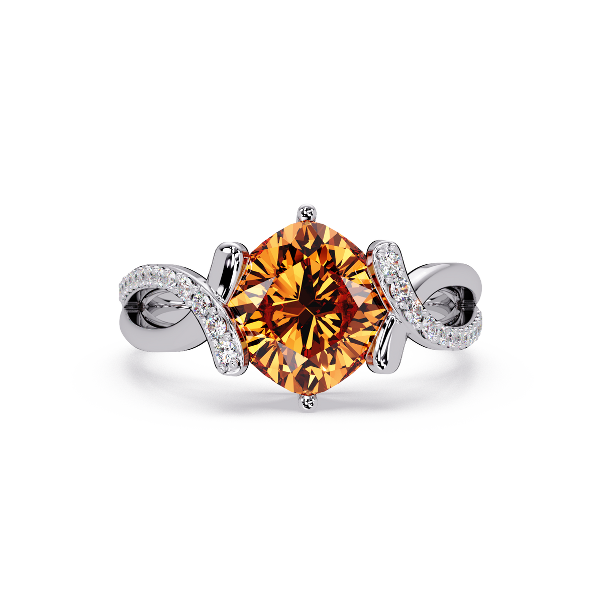 3.9 CTW Cushion Infinity Pavé Colorstone Ring CT White Gold