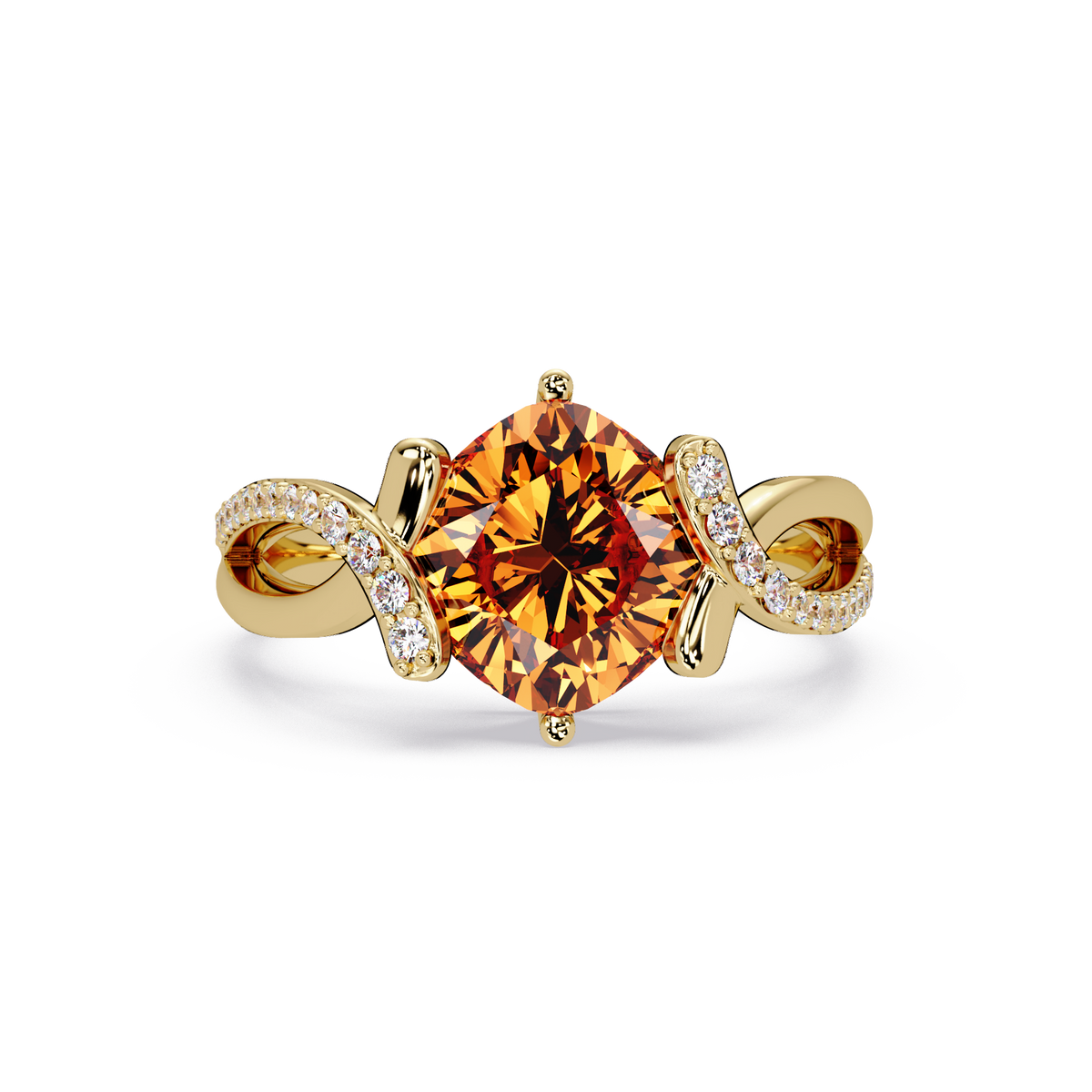 3.9 CTW Cushion Infinity Pavé Colorstone Ring CT Yellow Gold