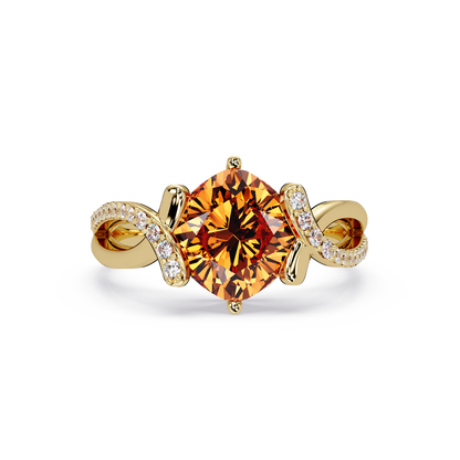 3.9 CTW Cushion Infinity Pavé Colorstone Ring CT Yellow Gold