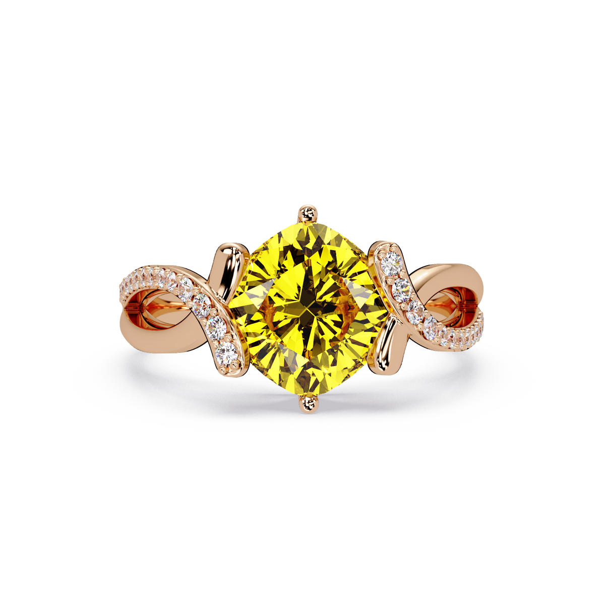 3.9 CTW Cushion Infinity Pavé Colorstone Ring CY Rose Gold