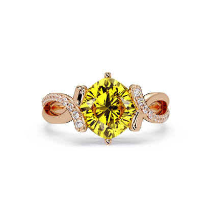 3.9 CTW Cushion Infinity Pavé Colorstone Ring CY Rose Gold
