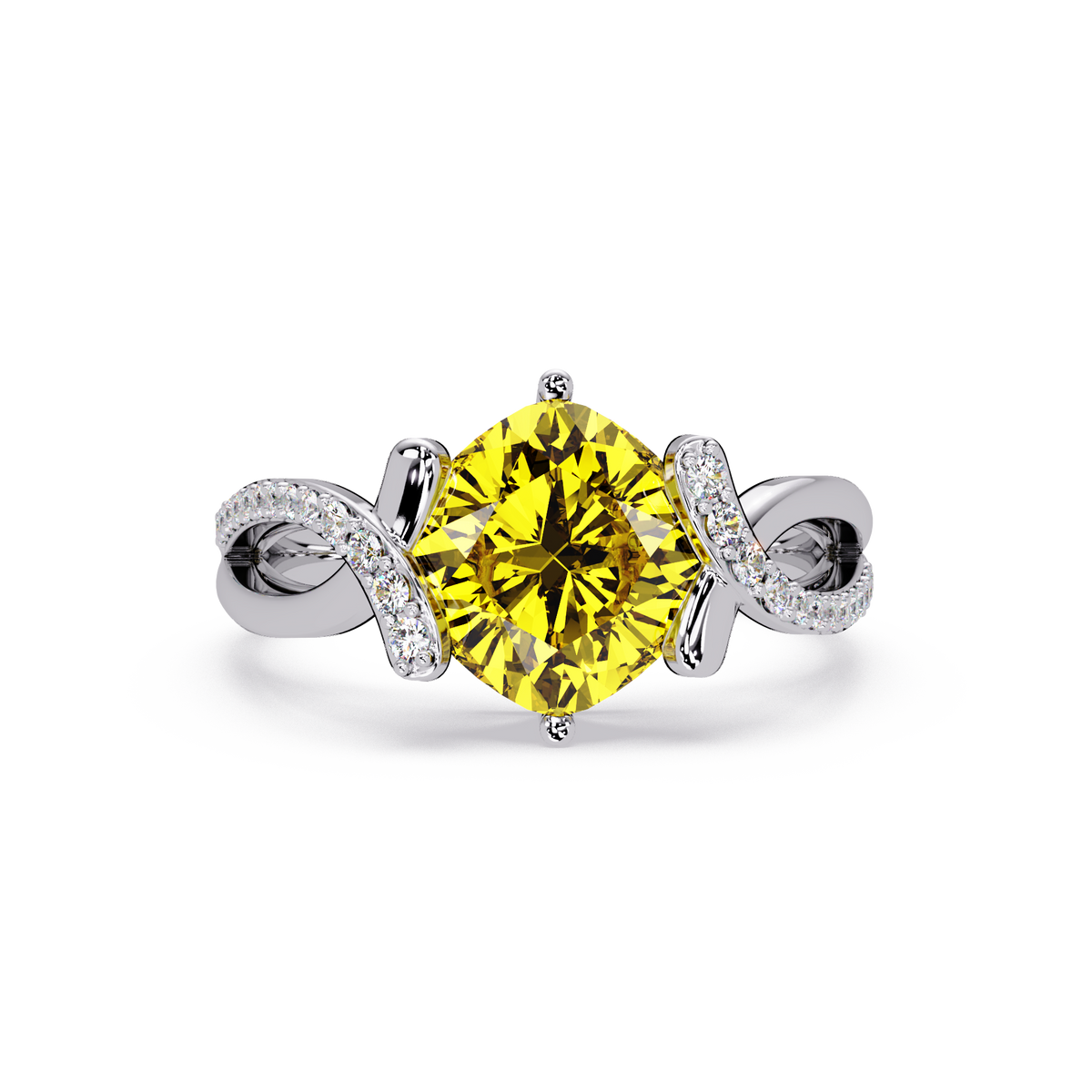 3.9 CTW Cushion Infinity Pavé Colorstone Ring CY White Gold