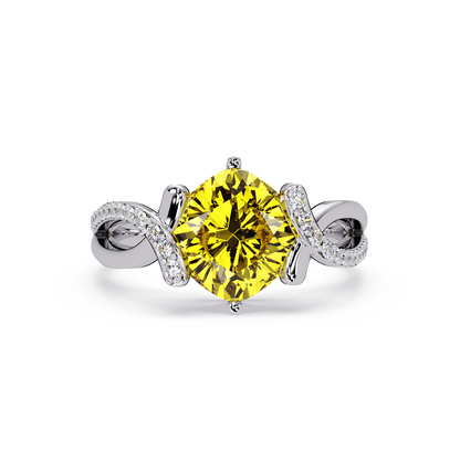 3.9 CTW Cushion Infinity Pavé Colorstone Ring CY White Gold