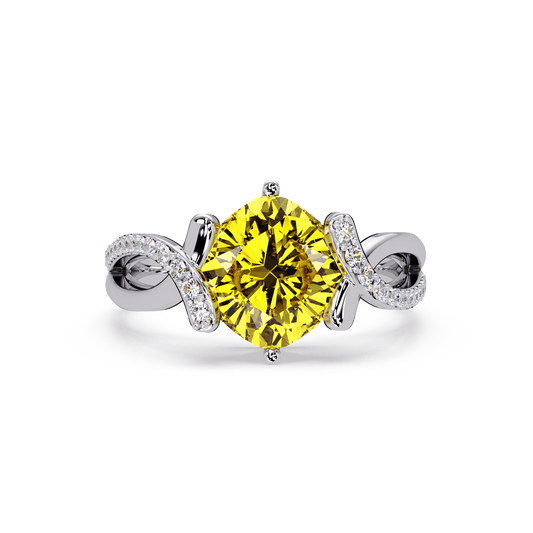 3.9 CTW Cushion Infinity Pavé Colorstone Ring CY White Gold
