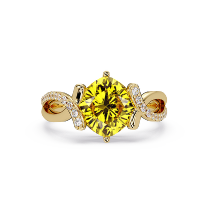 3.9 CTW Cushion Infinity Pavé Colorstone Ring CY Yellow Gold