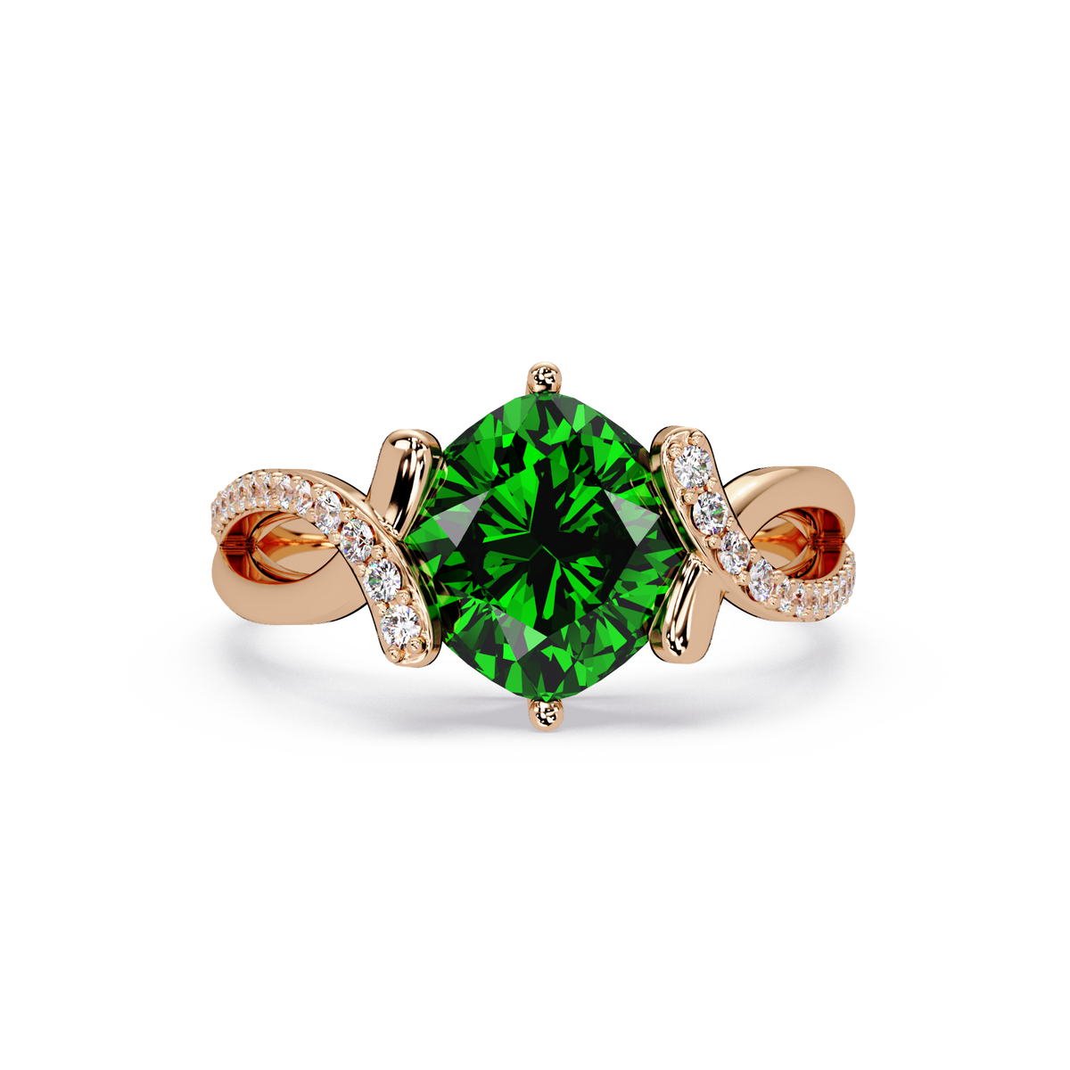 3.9 CTW Cushion Infinity Pavé Colorstone Ring EG Rose Gold