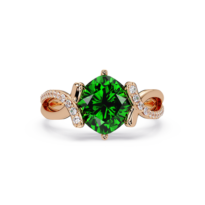 3.9 CTW Cushion Infinity Pavé Colorstone Ring EG Rose Gold