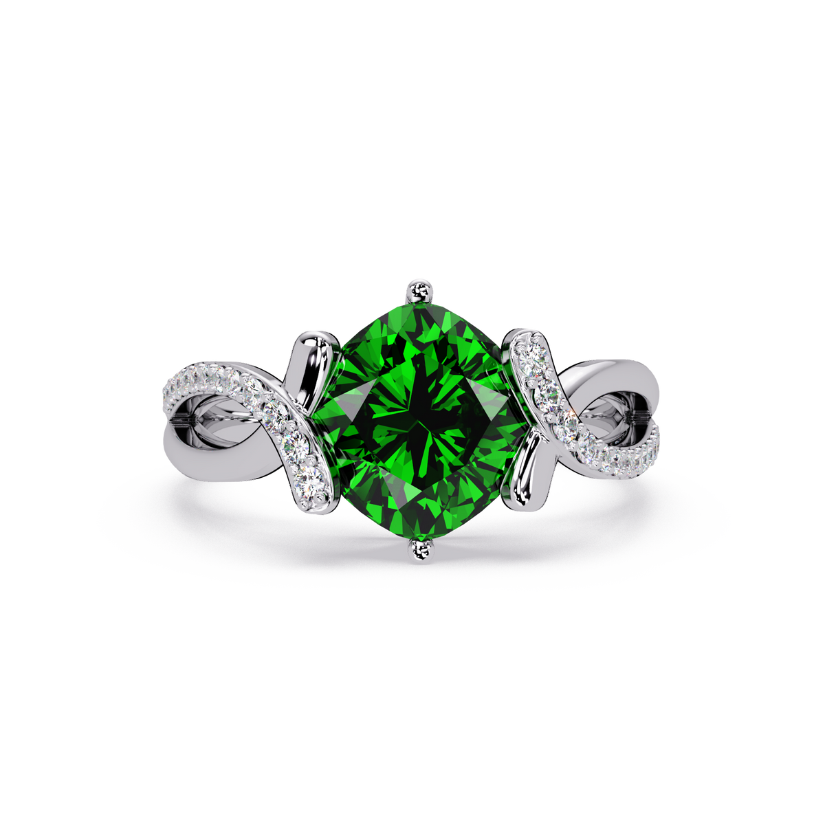 3.9 CTW Cushion Infinity Pavé Colorstone Ring EG White Gold