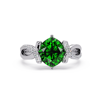 3.9 CTW Cushion Infinity Pavé Colorstone Ring EG White Gold