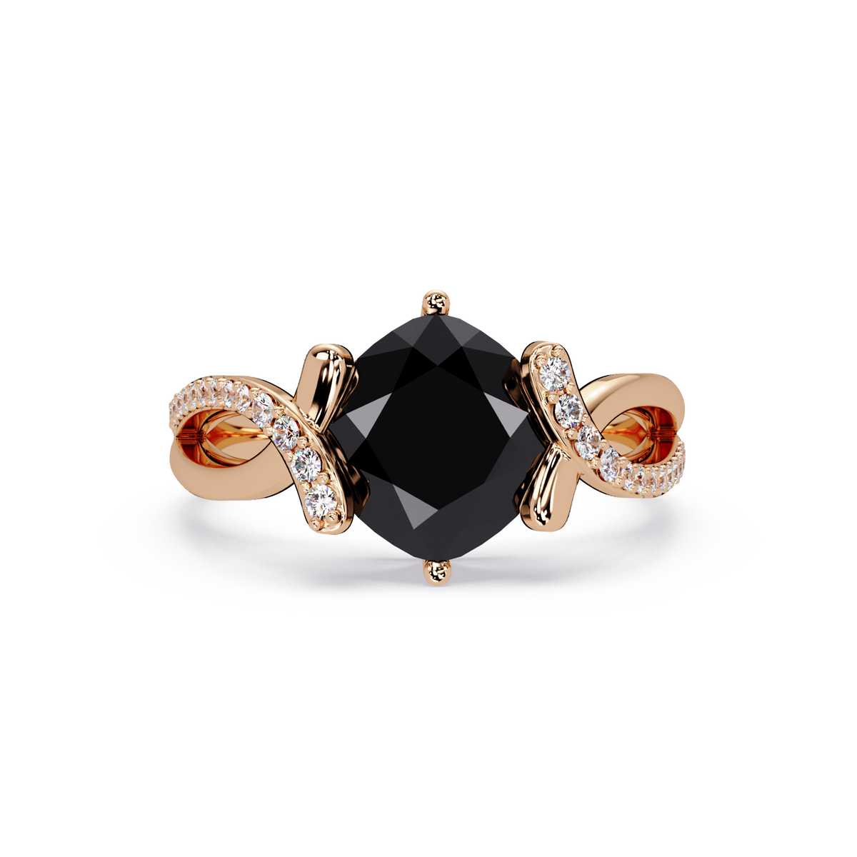 3.9 CTW Cushion Infinity Pavé Colorstone Ring ON Rose Gold