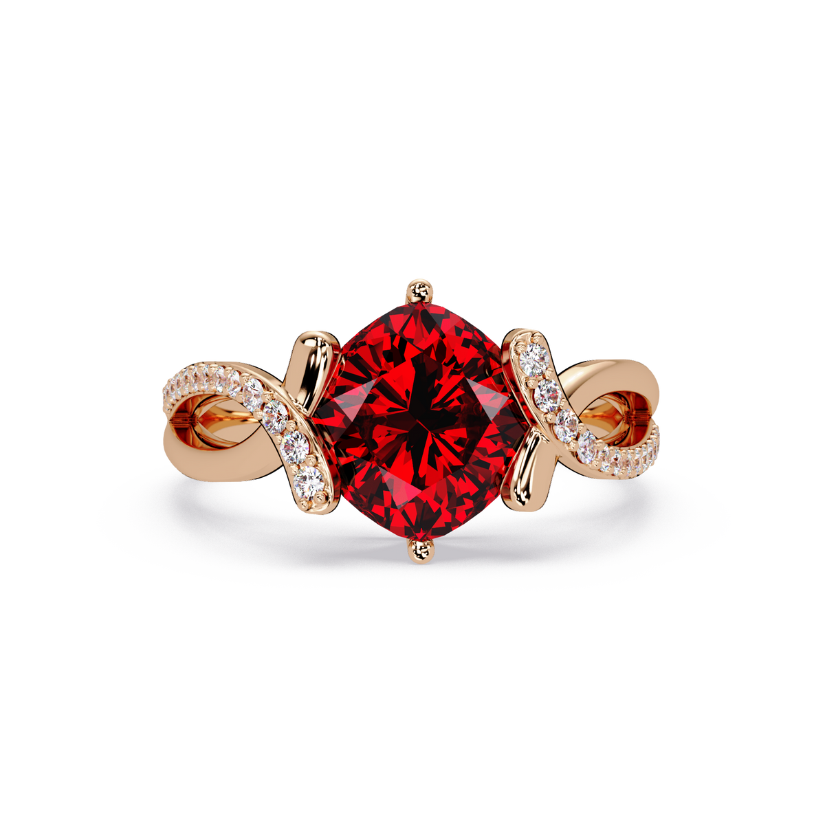 3.9 CTW Cushion Infinity Pavé Colorstone Ring RR Rose Gold