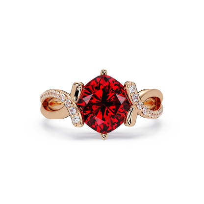 3.9 CTW Cushion Infinity Pavé Colorstone Ring RR Rose Gold