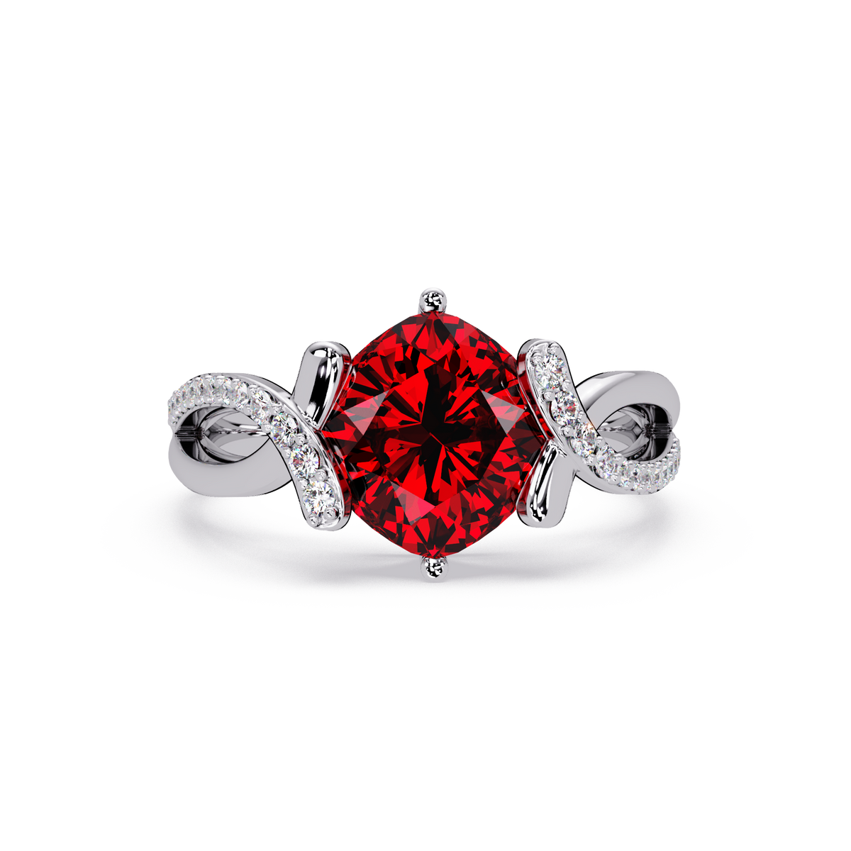 3.9 CTW Cushion Infinity Pavé Colorstone Ring RR White Gold