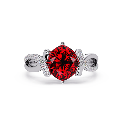 3.9 CTW Cushion Infinity Pavé Colorstone Ring RR White Gold