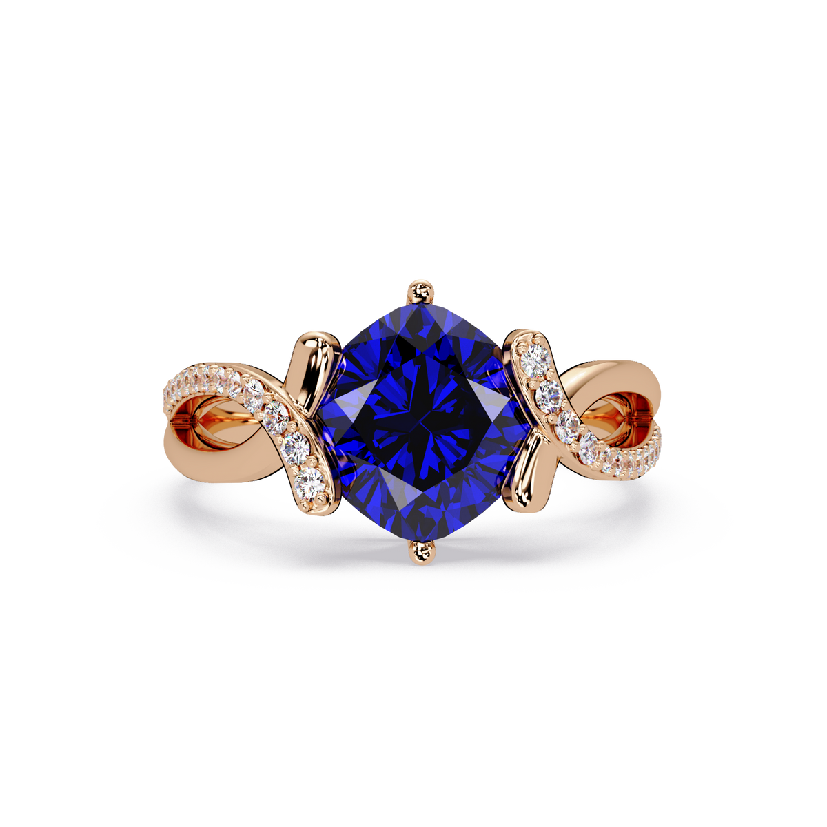 3.9 CTW Cushion Infinity Pavé Colorstone Ring SB Rose Gold