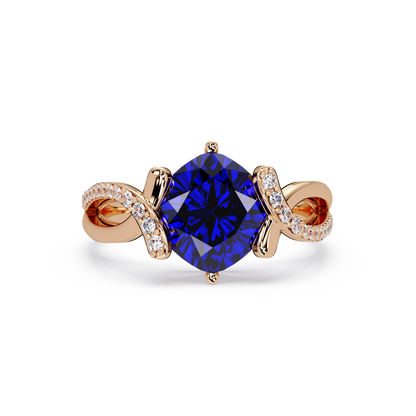 3.9 CTW Cushion Infinity Pavé Colorstone Ring SB Rose Gold