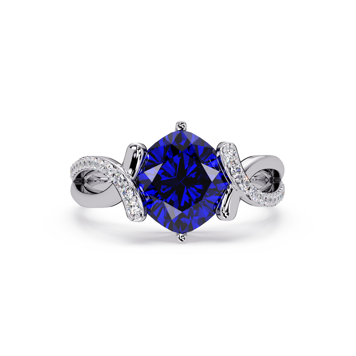 3.9 CTW Cushion Infinity Pavé Colorstone Ring SB White Gold