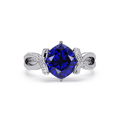 3.9 CTW Cushion Infinity Pavé Colorstone Ring SB White Gold