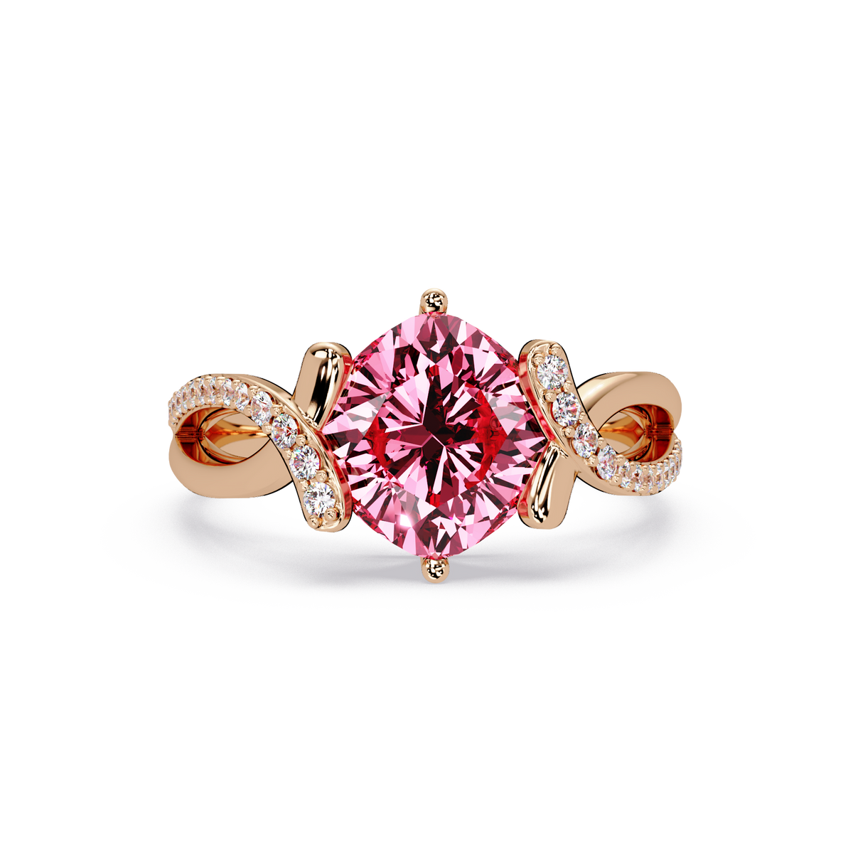 3.9 CTW Cushion Infinity Pavé Colorstone Ring TP Rose Gold