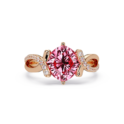 3.9 CTW Cushion Infinity Pavé Colorstone Ring TP Rose Gold