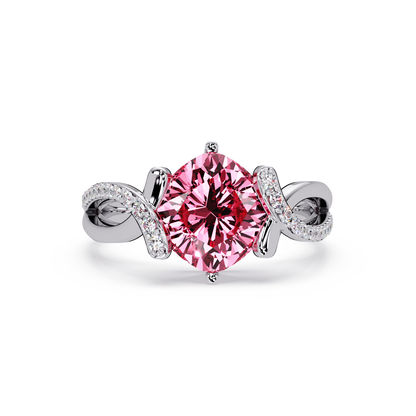 3.9 CTW Cushion Infinity Pavé Colorstone Ring TP White Gold