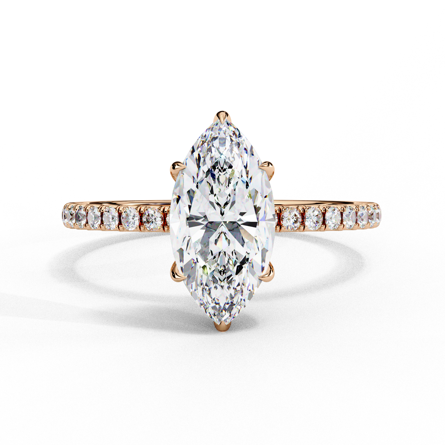 1.72 CTW Marquise Lab-Grown Diamond Hidden Halo Pavé Engagement Ring in 14K Gold