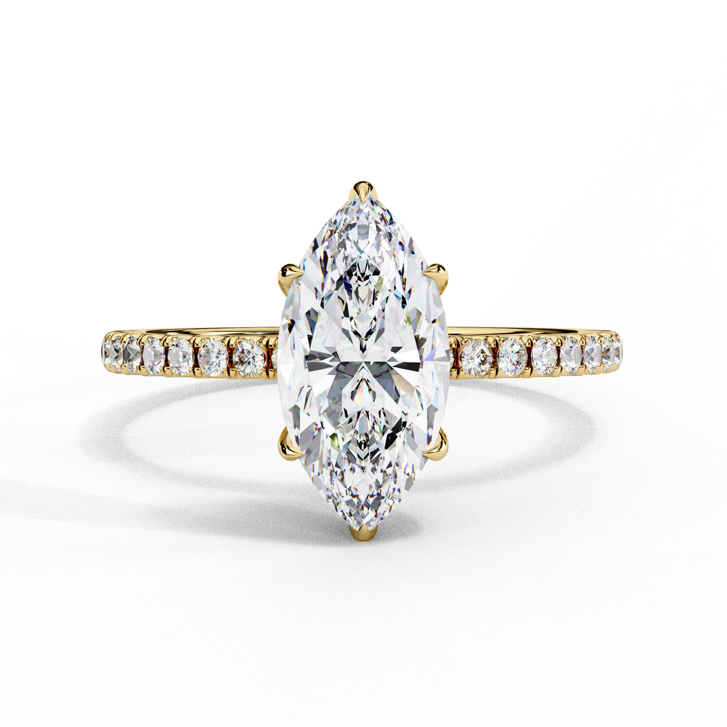 1.72 CTW Marquise Lab-Grown Diamond Hidden Halo Pavé Engagement Ring in 14K Gold