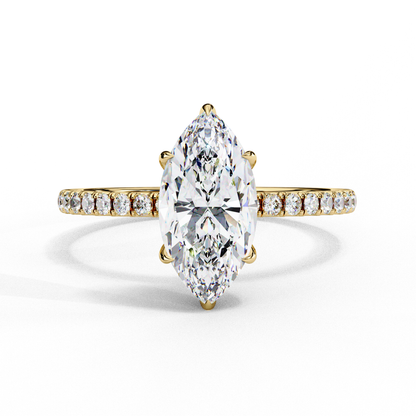 1.72 CTW Marquise Lab-Grown Diamond Hidden Halo Pavé Engagement Ring in 14K Gold