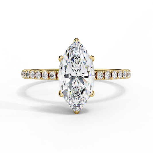 1.72 CTW Marquise Lab-Grown Diamond Hidden Halo Pavé Engagement Ring in 14K Gold