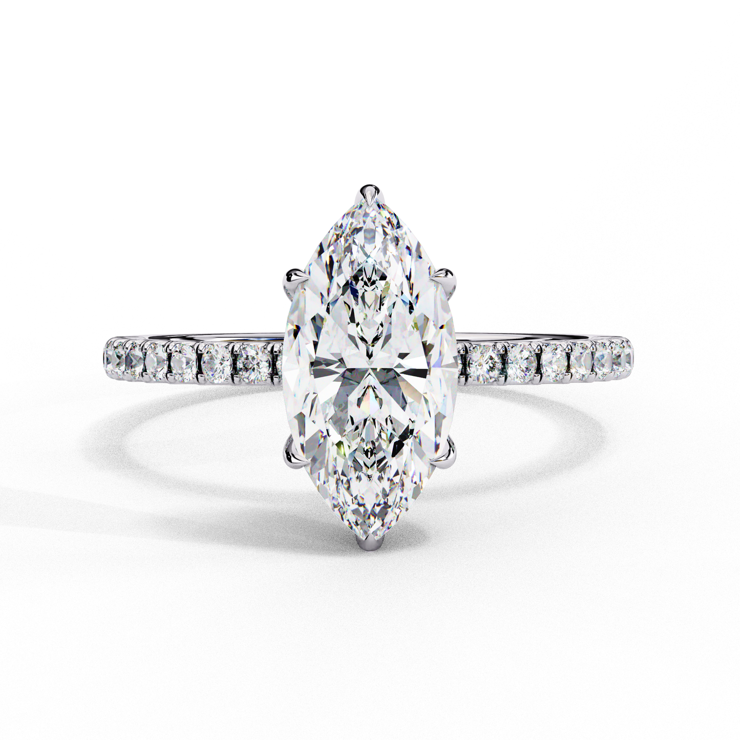 1.72 CTW Marquise Lab-Grown Diamond Hidden Halo Pavé Engagement Ring in 14K Gold