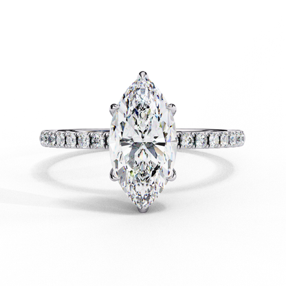 1.72 CTW Marquise Lab-Grown Diamond Hidden Halo Pavé Engagement Ring in 14K Gold