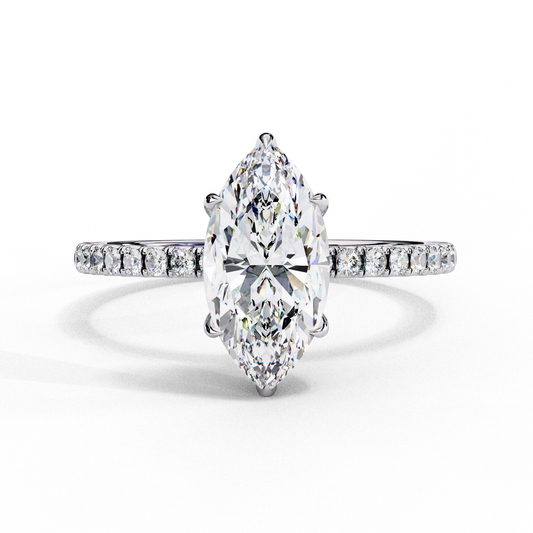 1.72 CTW Marquise Lab-Grown Diamond Hidden Halo Pavé Engagement Ring in 14K Gold