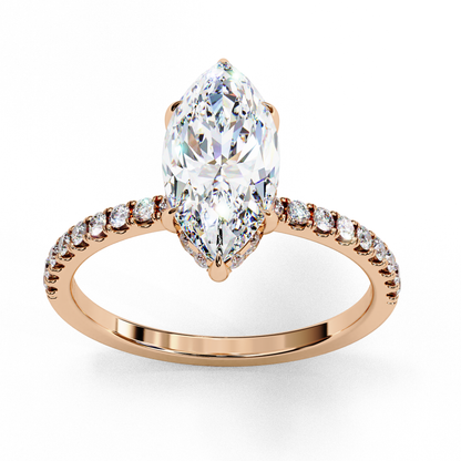 1.72 CTW Marquise Lab-Grown Diamond Hidden Halo Pavé Engagement Ring in 14K Gold
