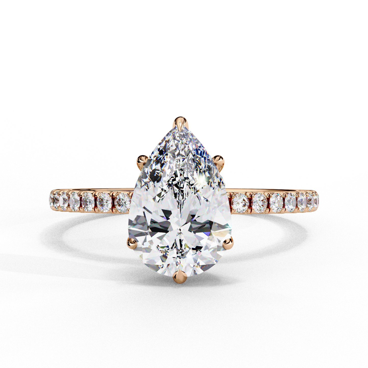 2.09 CTW Pear Lab-Grown Diamond Hidden Halo Pavé Engagement Ring in 14K Gold