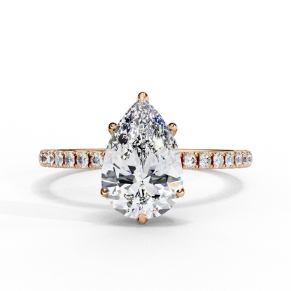 2.09 CTW Pear Lab-Grown Diamond Hidden Halo Pavé Engagement Ring in 14K Gold