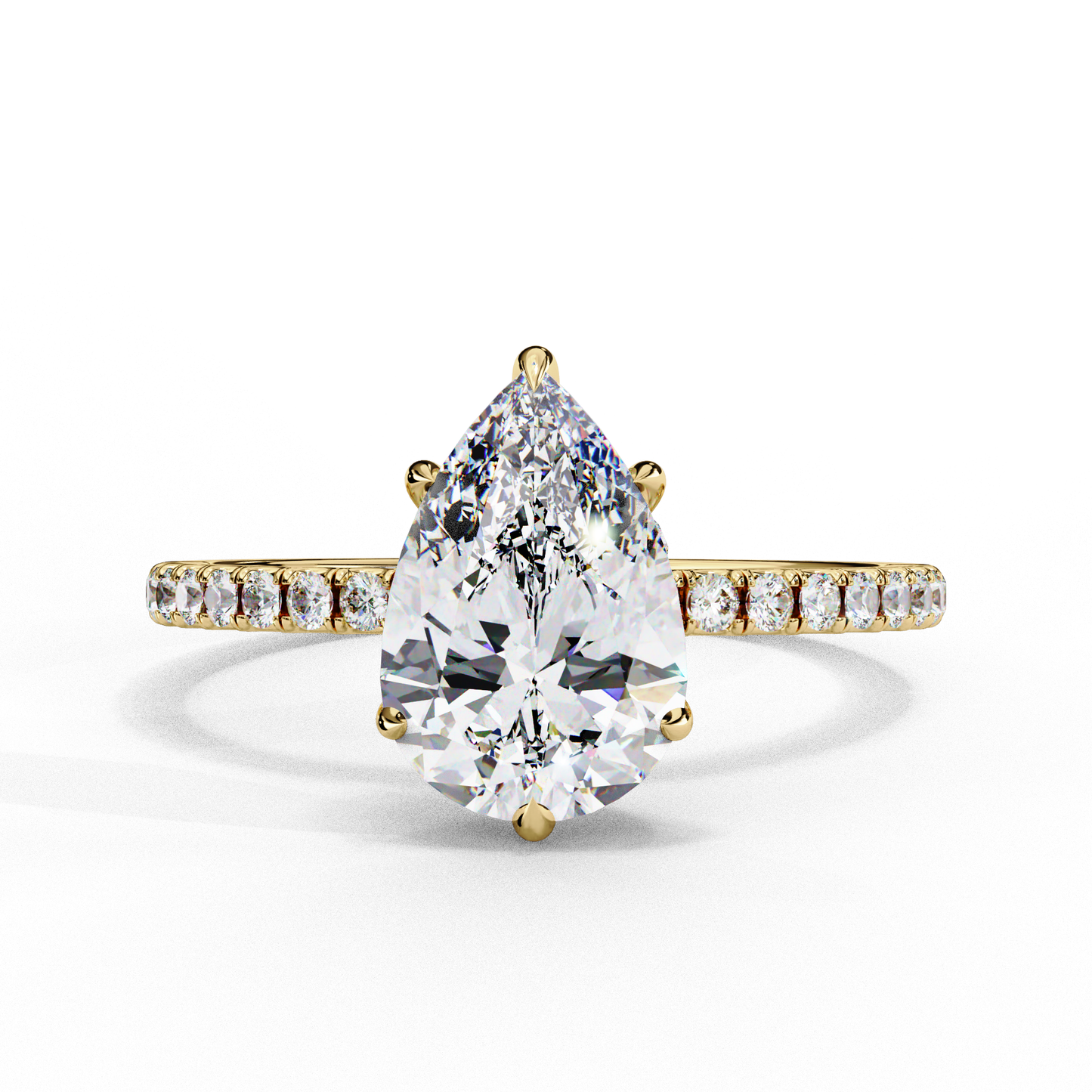 2.09 CTW Pear Lab-Grown Diamond Hidden Halo Pavé Engagement Ring in 14K Gold