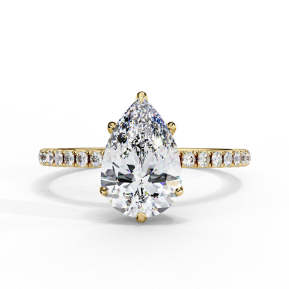 2.09 CTW Pear Lab-Grown Diamond Hidden Halo Pavé Engagement Ring in 14K Gold