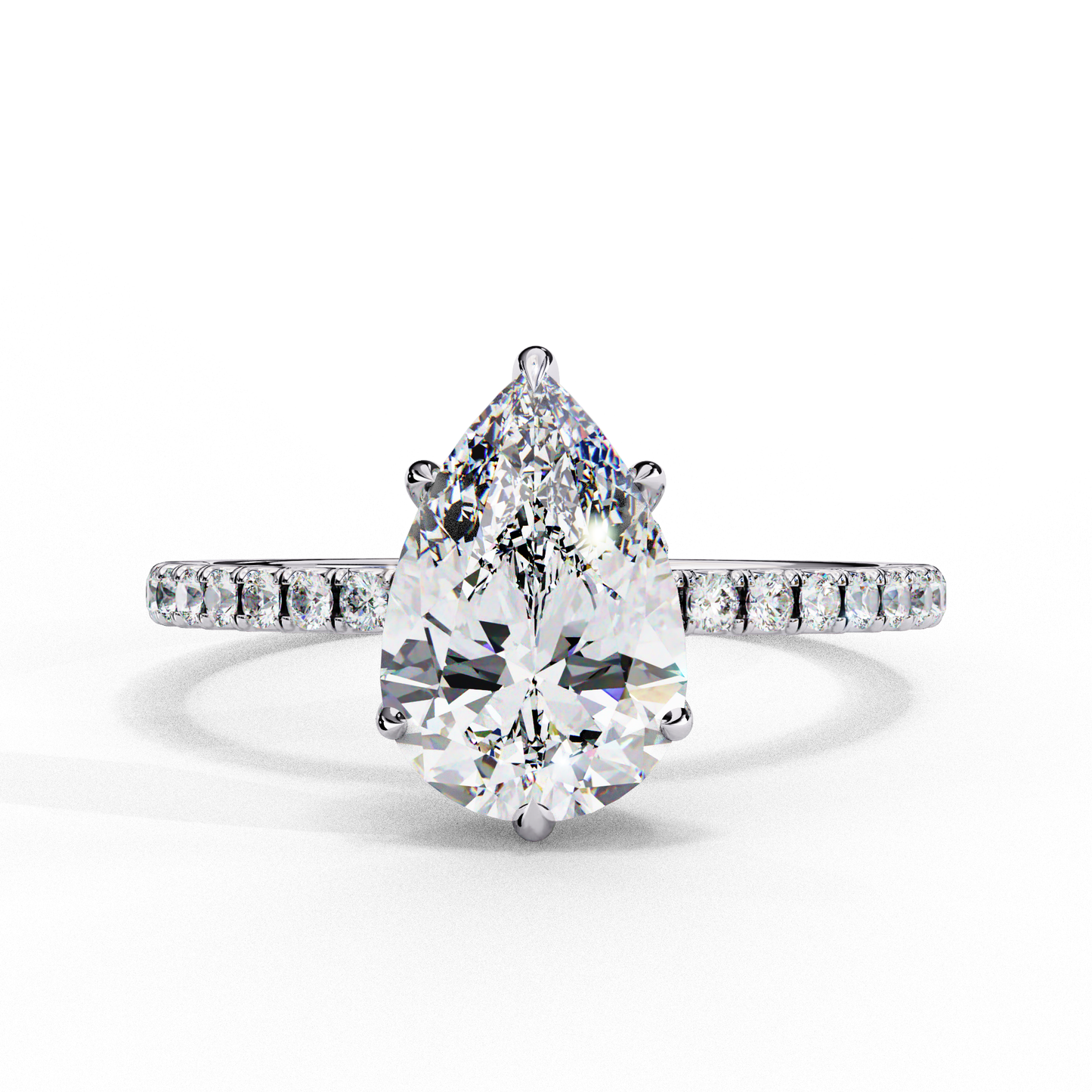 2.09 CTW Pear Lab-Grown Diamond Hidden Halo Pavé Engagement Ring in 14K Gold