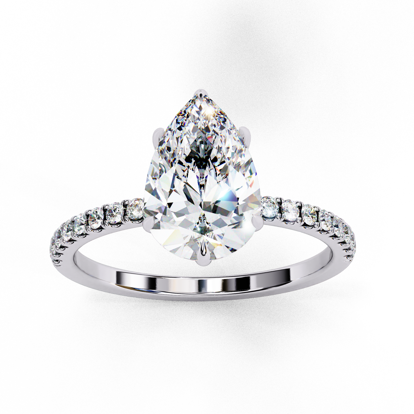 2.09 CTW Pear Lab-Grown Diamond Hidden Halo Pavé Engagement Ring in 14K Gold