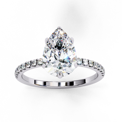 2.09 CTW Pear Lab-Grown Diamond Hidden Halo Pavé Engagement Ring in 14K Gold