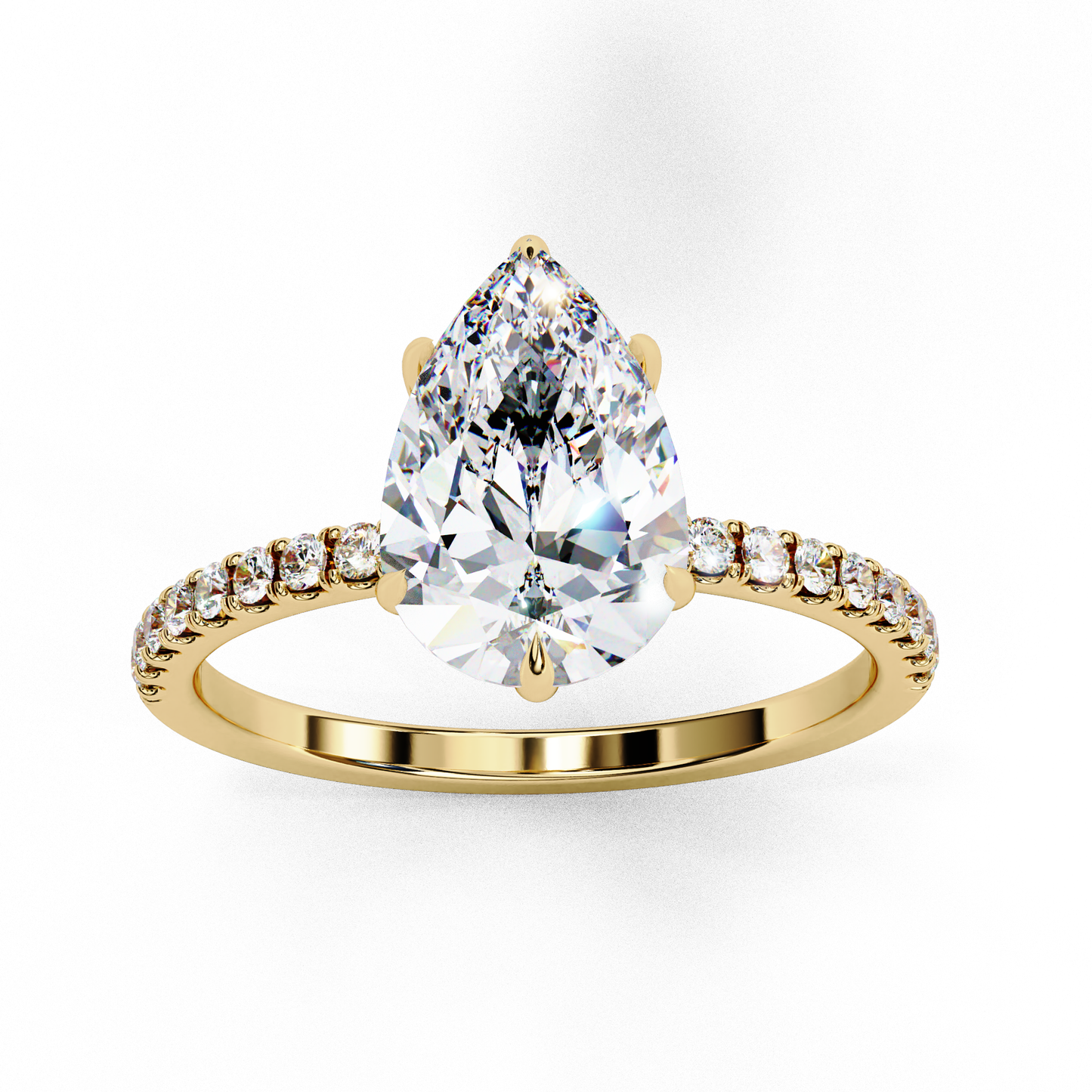 2.09 CTW Pear Lab-Grown Diamond Hidden Halo Pavé Engagement Ring in 14K Gold