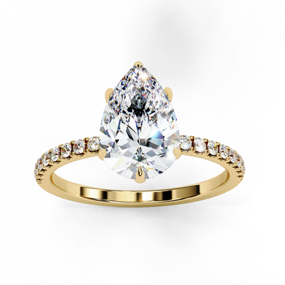 2.09 CTW Pear Lab-Grown Diamond Hidden Halo Pavé Engagement Ring in 14K Gold