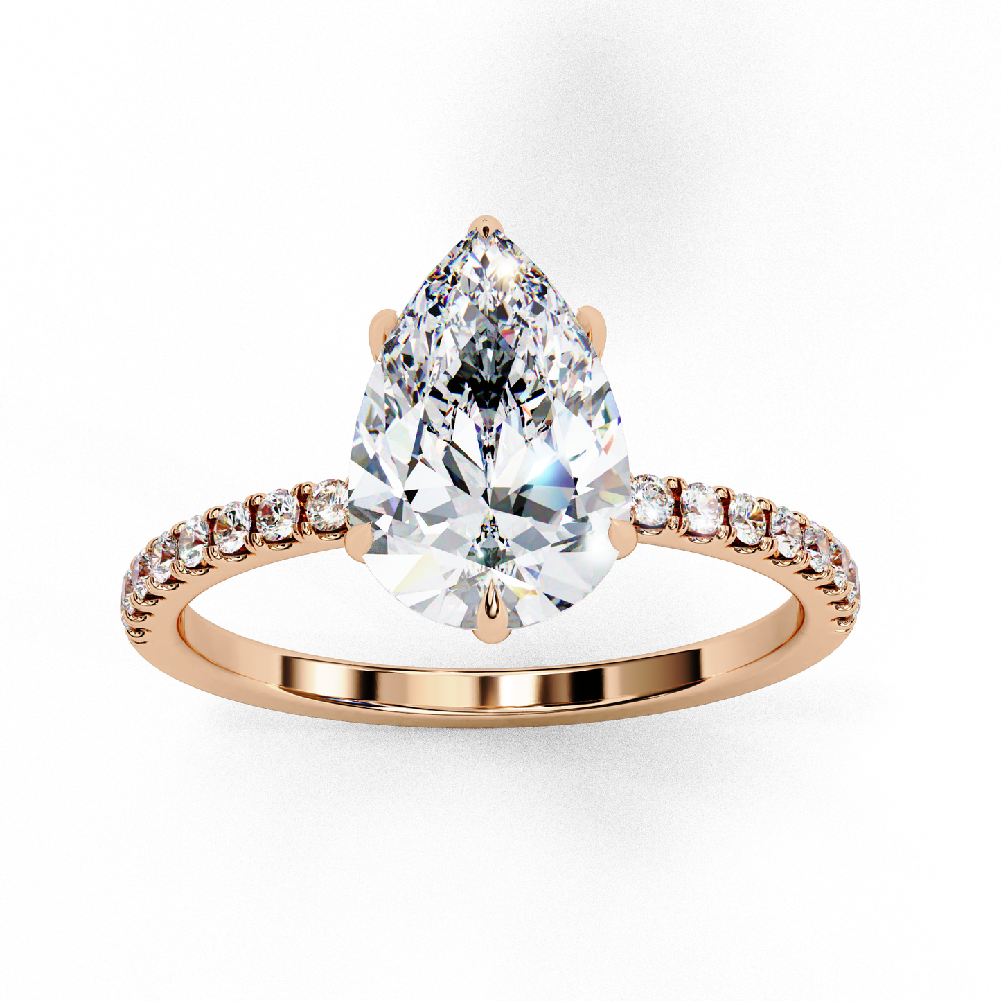 2.09 CTW Pear Lab-Grown Diamond Hidden Halo Pavé Engagement Ring in 14K Gold